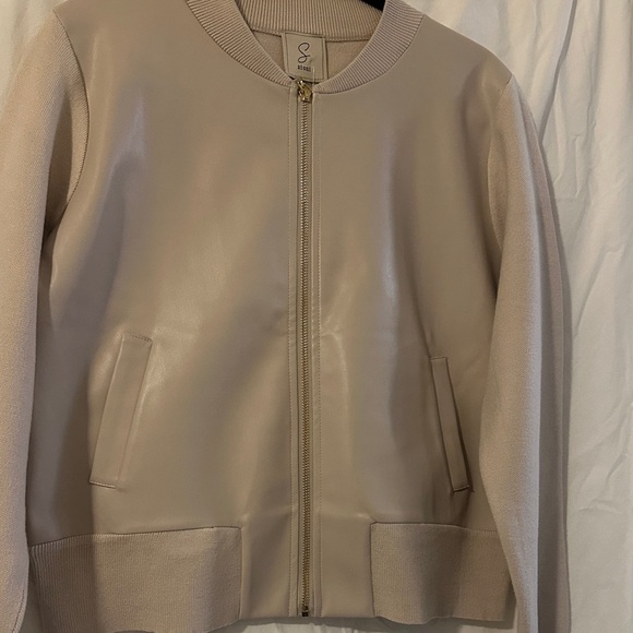 Celine Beige Bomber Jacket/sweater for Women , chest is faux leather! - Picture 1 of 5